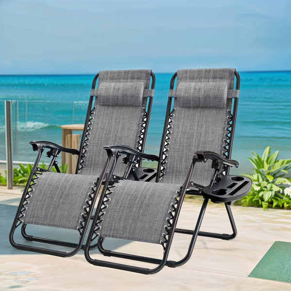 Arlmont & Co. Anais Reclining Folding Zero Gravity Chair (Set of 2